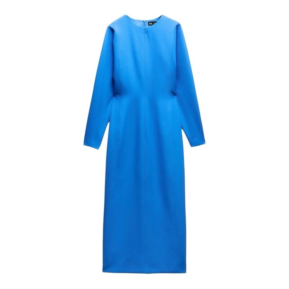 💙 ZARA Crepe Cobalt Blue Midi Dress | Size S | NWOT - Picture 2 of 6